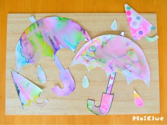 にじいろ傘～雨を使ってつくる、にじみ絵の傘～