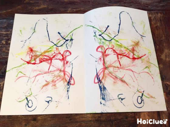 【お絵描き技法】糸引き絵〜2つの材料で楽しむ、味ある模様作り〜