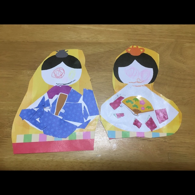 【みんなの投稿】色紙をちぎって作ったお雛様