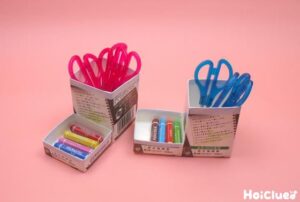 【お役立ち】牛乳パックを使った大きさ違いの収納ケースの作り方